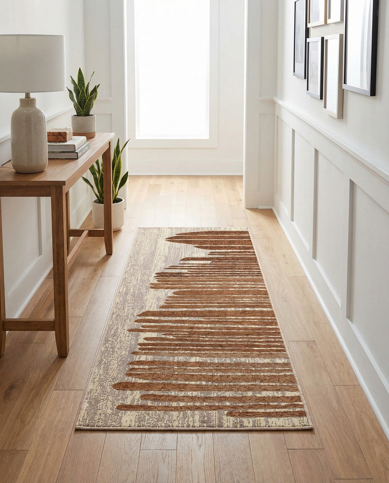 Urban Terrace Collection Area Rug -  Balcony Runner Beige Brown  lifestyle 50