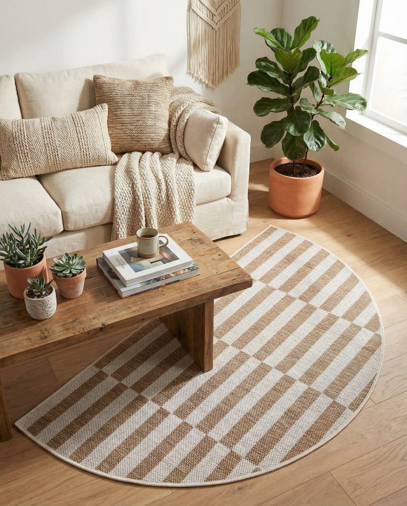 Seaside Stripes Collection Area Rug - Cabana (Taupe) Hearth Taupe  lifestyle 33