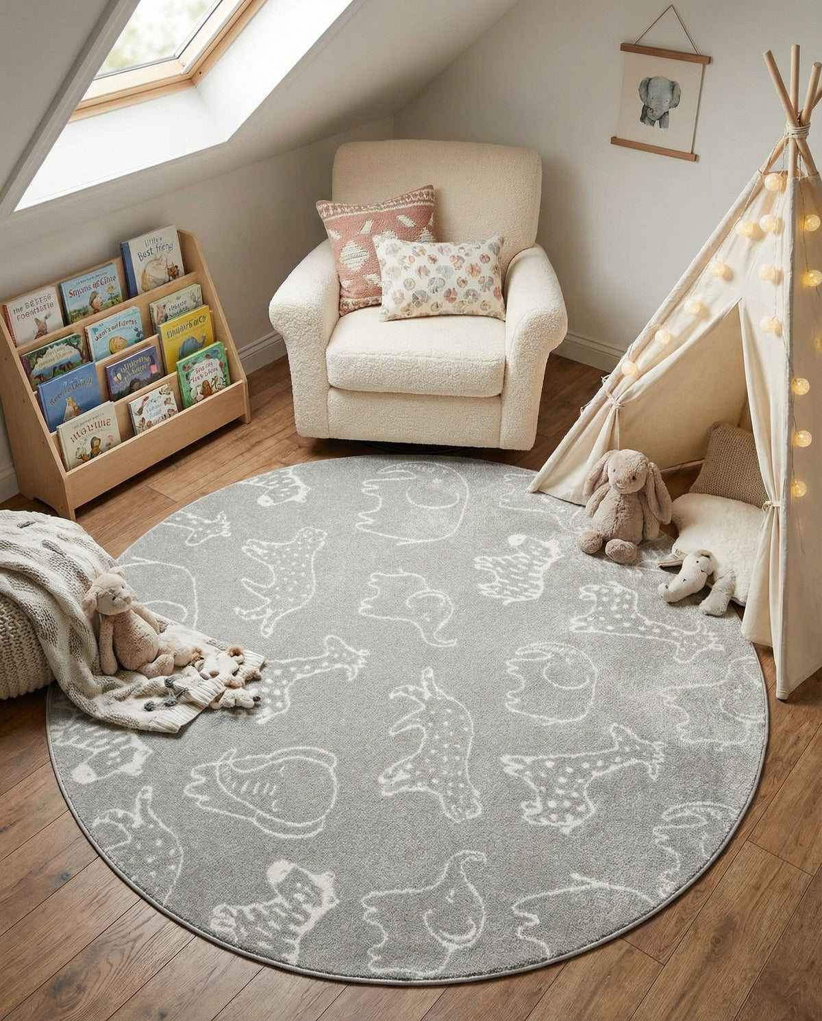 Wonder Tykes Collection Area Rug -  Spectrum Round Gray  lifestyle 187