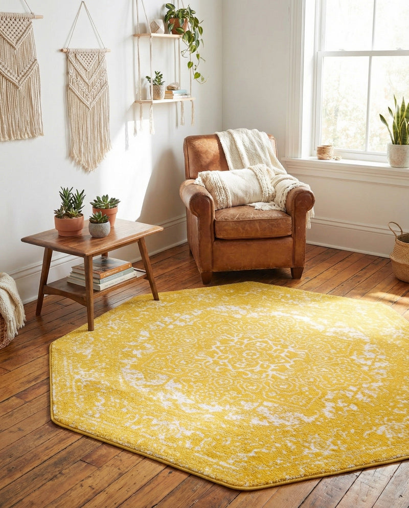 Georgetown Rugs Collection Area Rug - Dupont (Yellow) Octagon Yellow  lifestyle 65