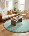 Eternal Plush Oasis Collection Area Rug -  Tranquility (Cyan) Round Cyan  lifestyle 58