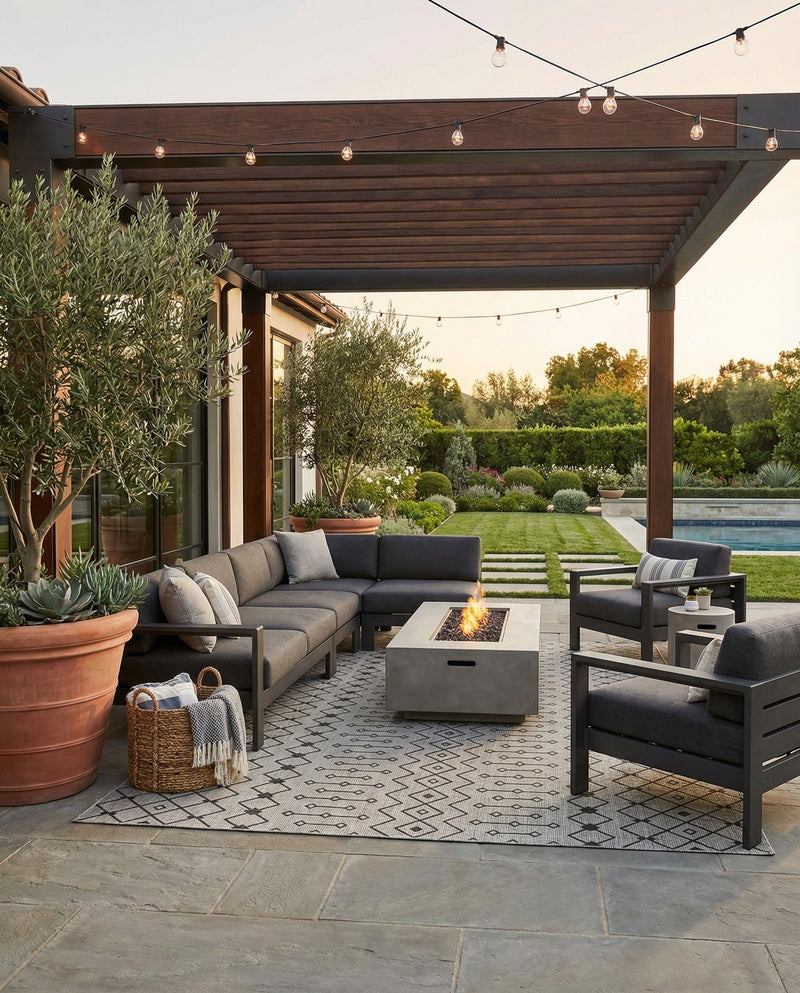 Savannah Pergola Collection Area Rug -  Pergola (Gray) Square Gray  lifestyle 68