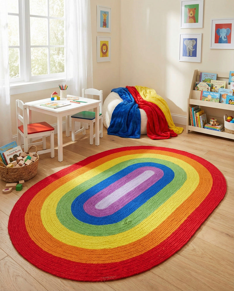 Sunset Isle Wool Braids Collection Area Rug - Paradise Oval Multi  lifestyle 40