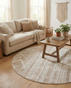Cascade Range Collection Area Rug - Hood (Ivory) Round Ivory  lifestyle 71