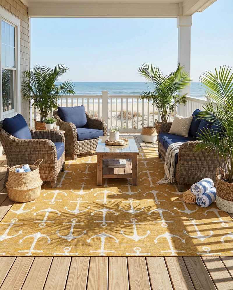 Seaside Haven Rugs Collection Area Rug - Sapphire (Yellow) Rectangle Yellow  lifestyle 18
