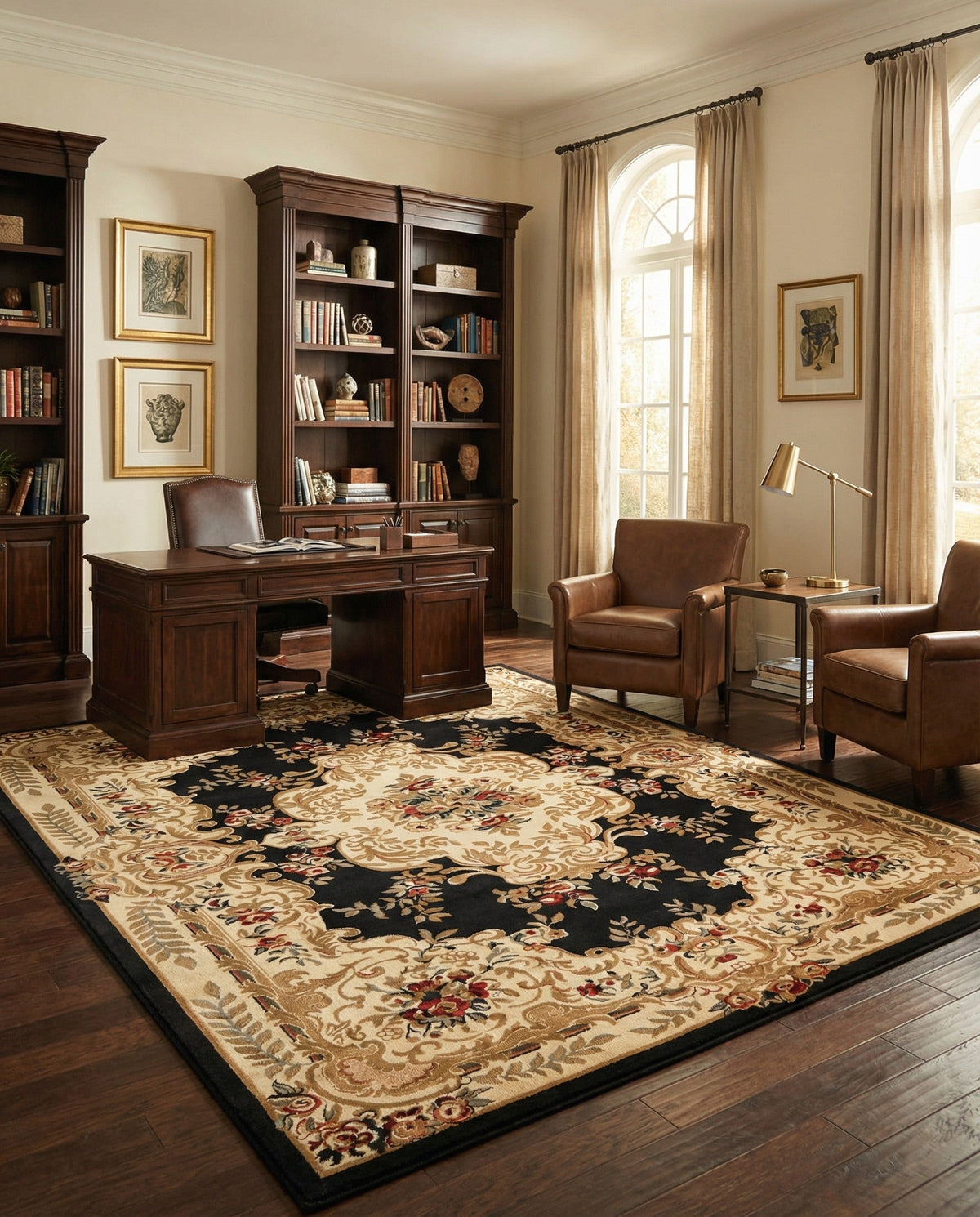 Versailles Elegance Collection Area Rug -  Vincennes Rectangle Black  lifestyle 24