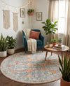 Seville Stripes Collection Area Rug -  Granada (Brick Red) Round Brick Red  lifestyle 62