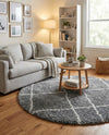 Cozy Haven Shag Collection Area Rug - Serenity (Pebble Gray) Round Pebble Gray  lifestyle 34