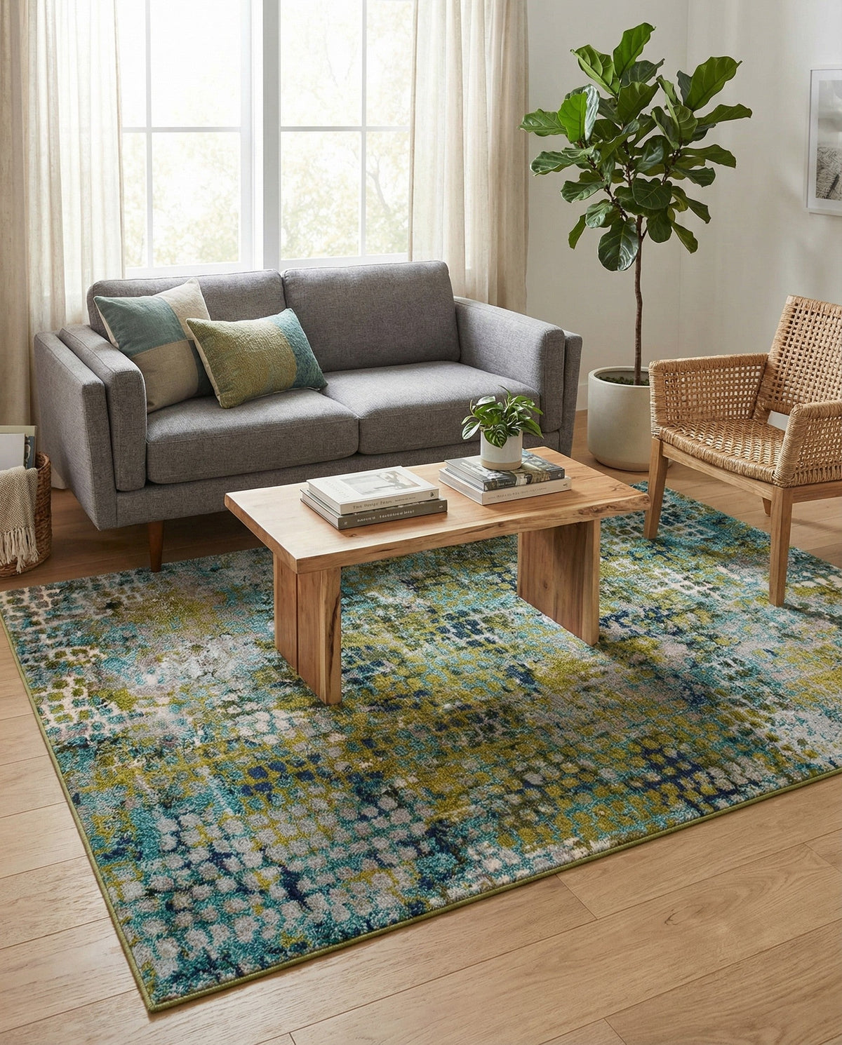 Chromatic Oasis Collection Area Rug -  Tropic Rectangle Blue Green  lifestyle 23