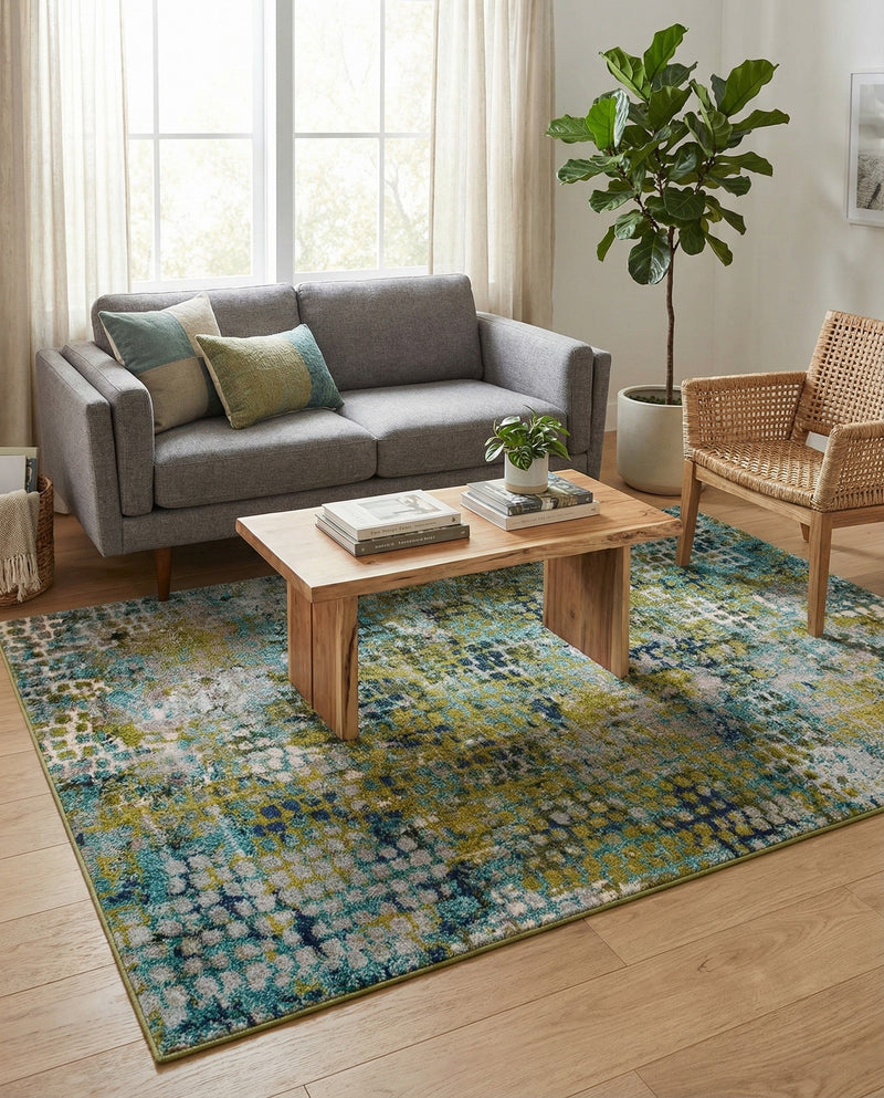 Chromatic Oasis Collection Area Rug -  Tropic Rectangle Blue Green  lifestyle 23