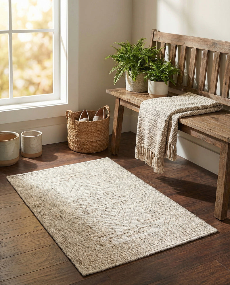 Tribal Terrace Treasures Collection Area Rug - Mayan Marina (Light Gray) Rectangle Light Gray  lifestyle 28