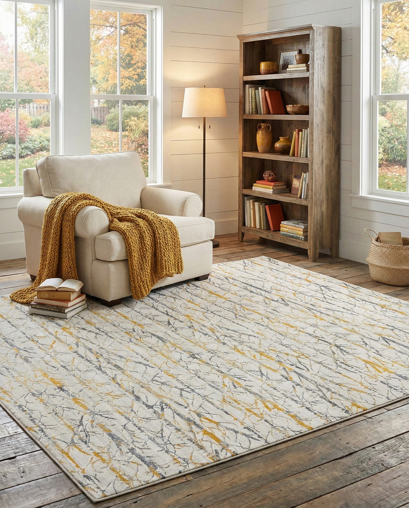 Bloomsbury Elegance Collection Area Rug -  Soho Rectangle Yellow and Gray  lifestyle 16