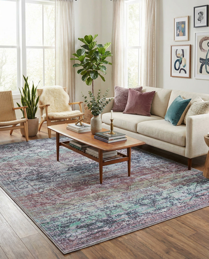 Baroque Era Collection Area Rug - Versailles (Blue Green) Rectangle Blue Green  lifestyle 14