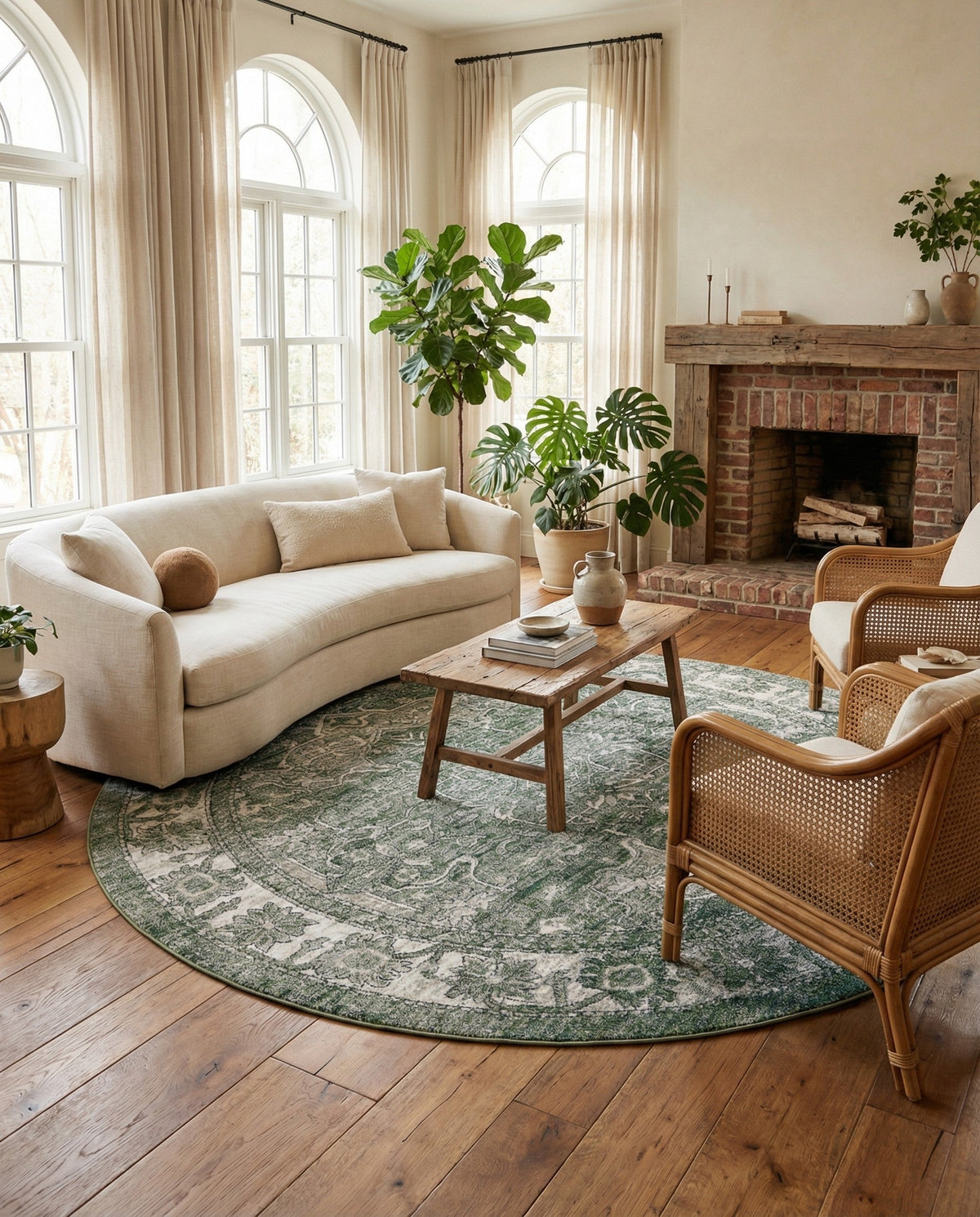 Savannah Soiree Collection Area Rug -  Everglade (Green) Round Green  lifestyle 83
