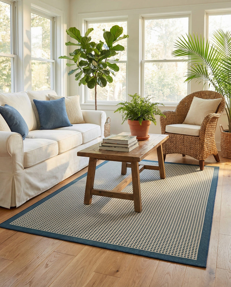 Terrace Fringe Collection Area Rug - Oceanside Rectangle Navy Blue  lifestyle 23