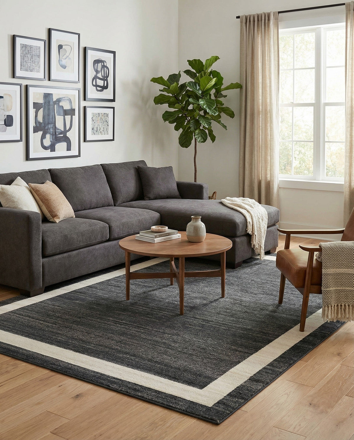 Studio Haven Collection Area Rug -  Alcove (Black) Rectangle Black  lifestyle 11