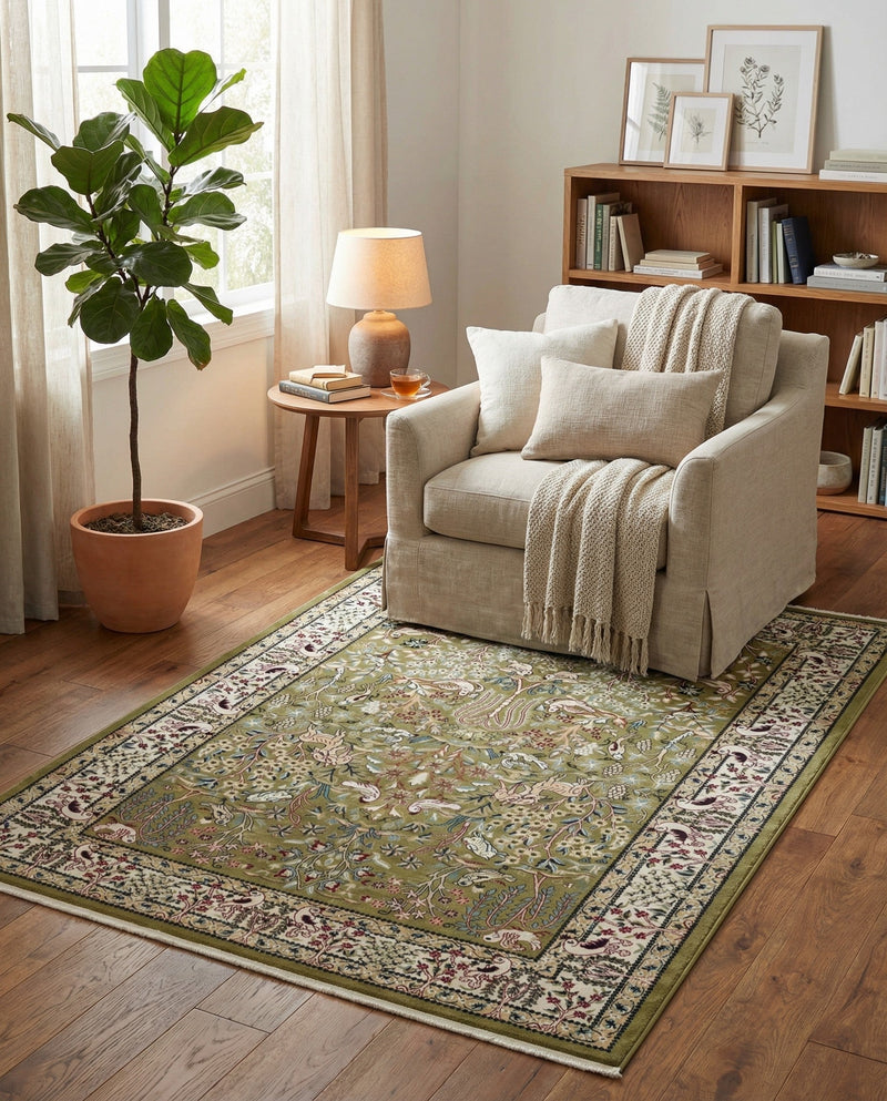 Persian Elegance Collection Area Rug -  Kerman (Green) Rectangle Green  lifestyle 22