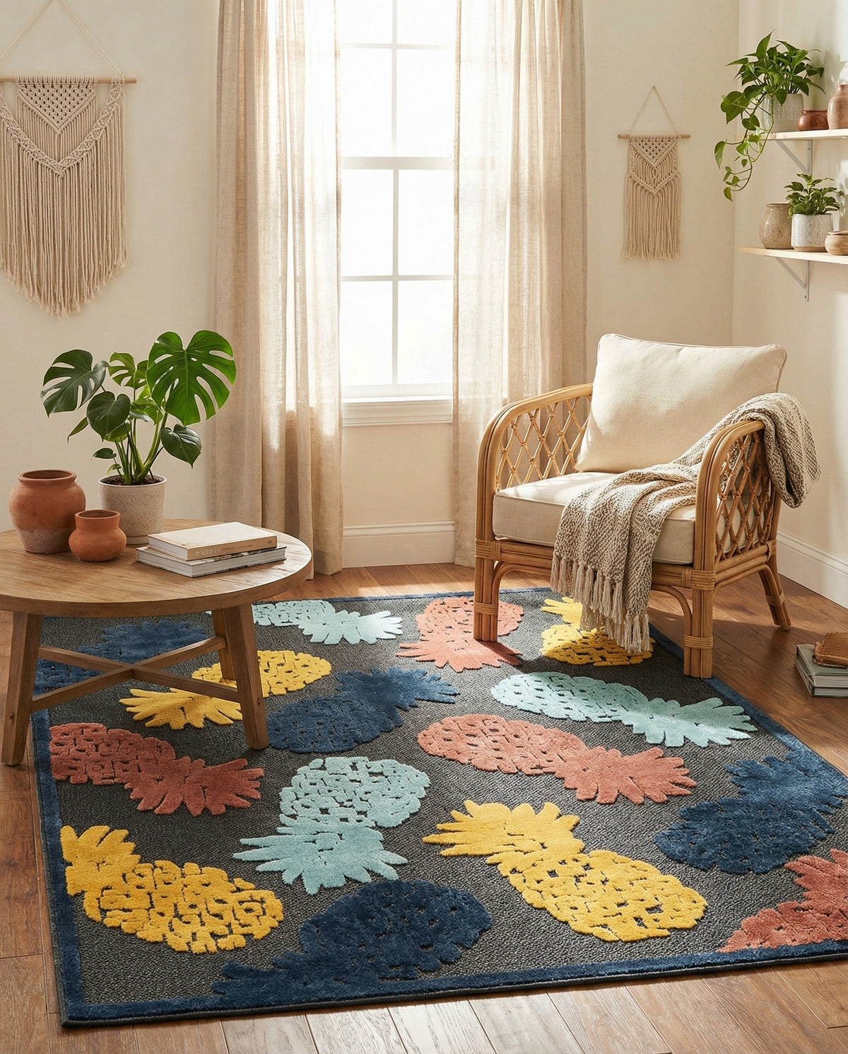 Caribbean Terrace Collection Area Rug -  Nevis Rectangle Black  lifestyle 18