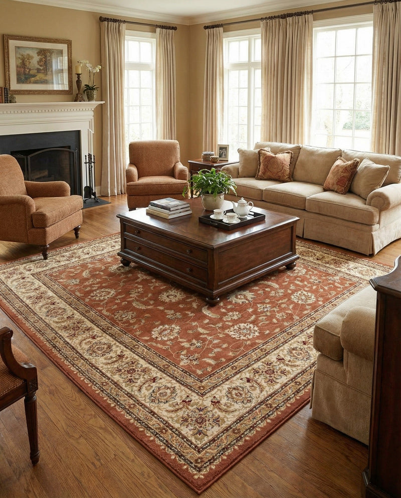 Jaipur Elegance Collection Area Rug -  Nahargarh (Brick Red Light Rose) Square Brick Red Light Rose  lifestyle 26