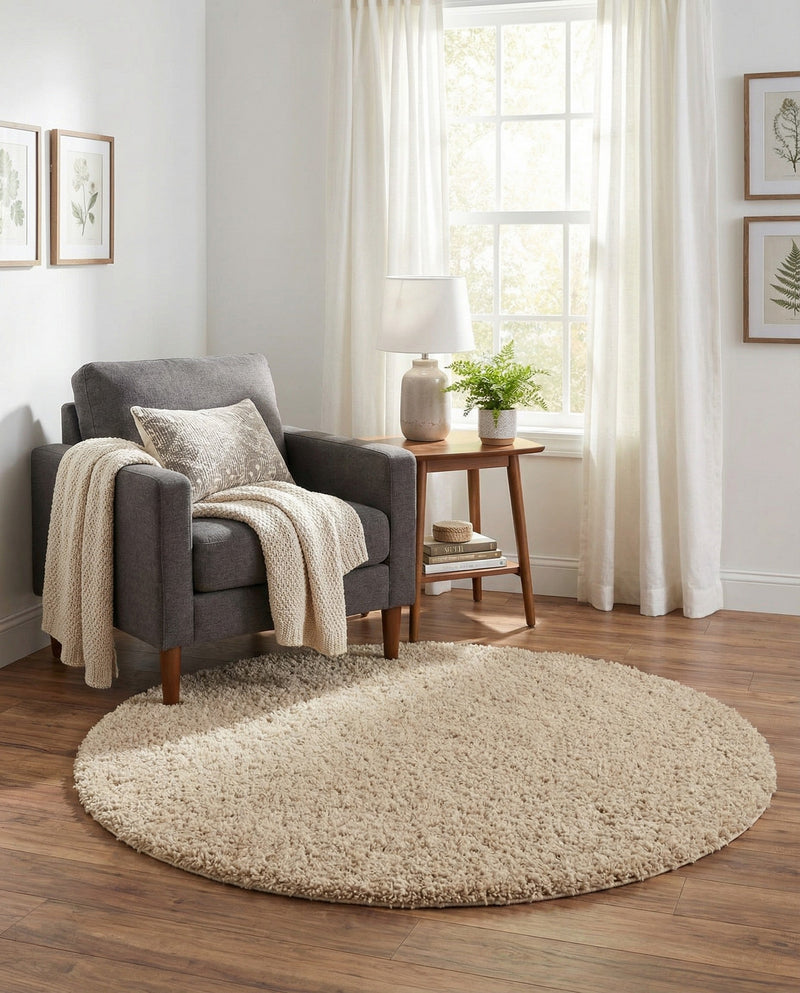 Alpine Plush Collection Area Rug -  Cortina (Linen) Round Linen  lifestyle 42