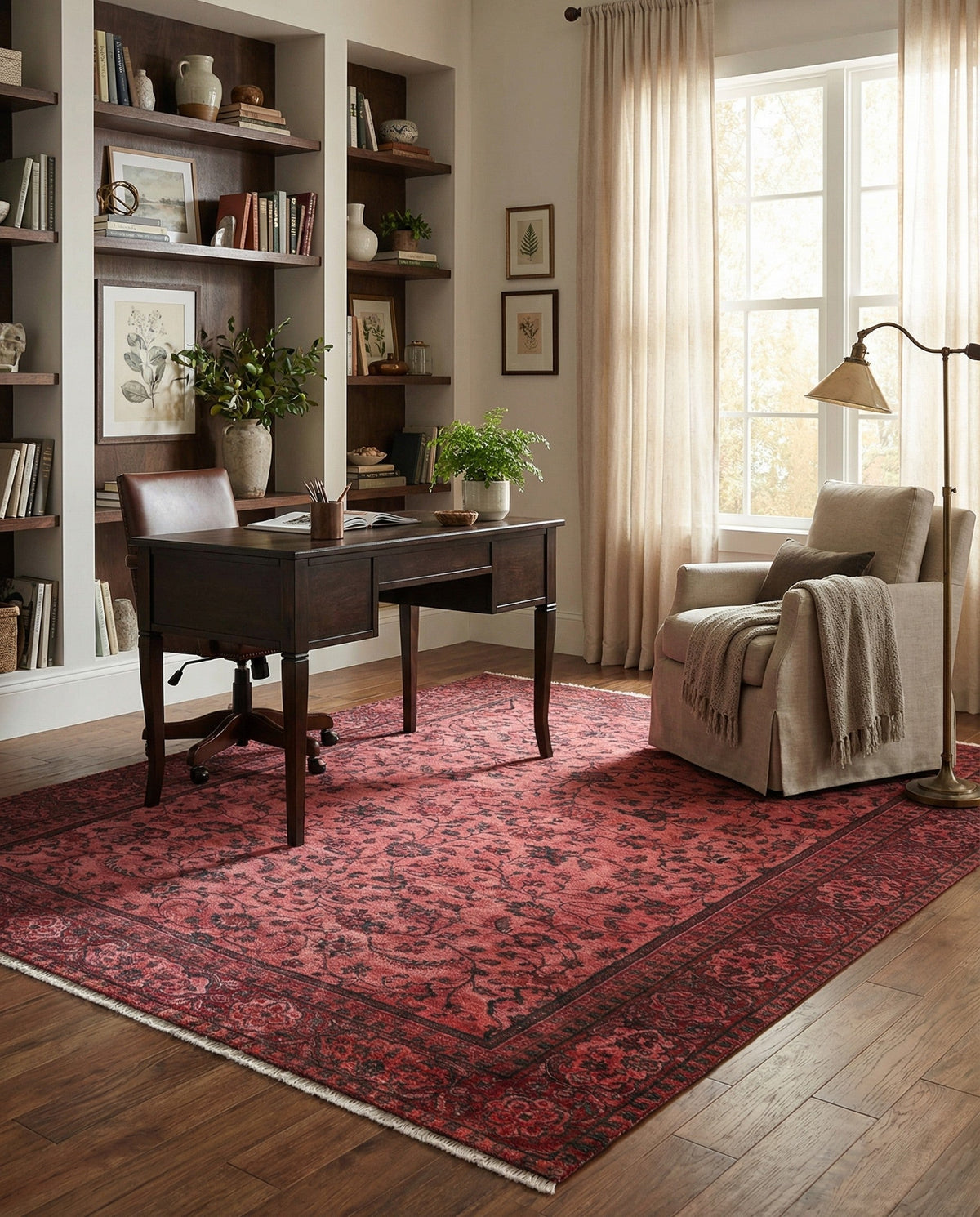 Bazaar Chic Collection Area Rug -  Larache Square Antique Red  lifestyle 40