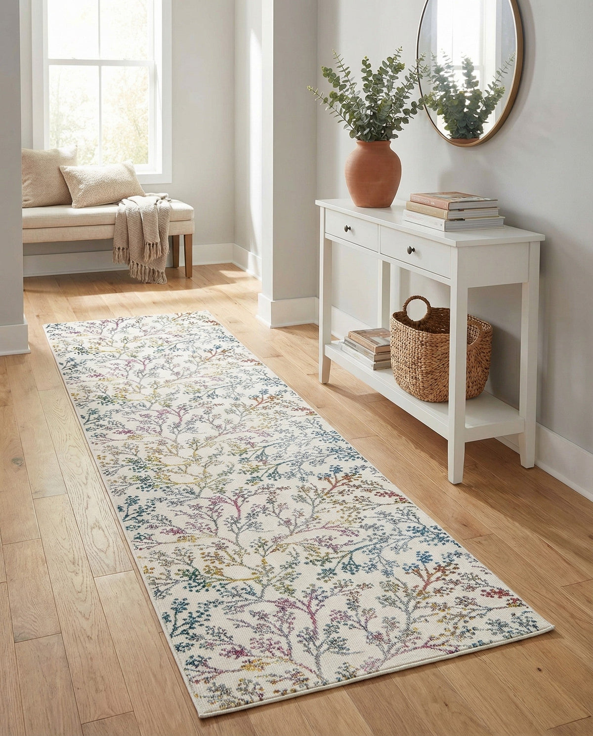 Meadow Breeze Collection Area Rug -  Sunbeam Runner Ivory  lifestyle 155