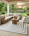 Sustainable Strands Indoor-Outdoor Oasis Collection Area Rug - Harborview Rectangle Gray and White  lifestyle 43