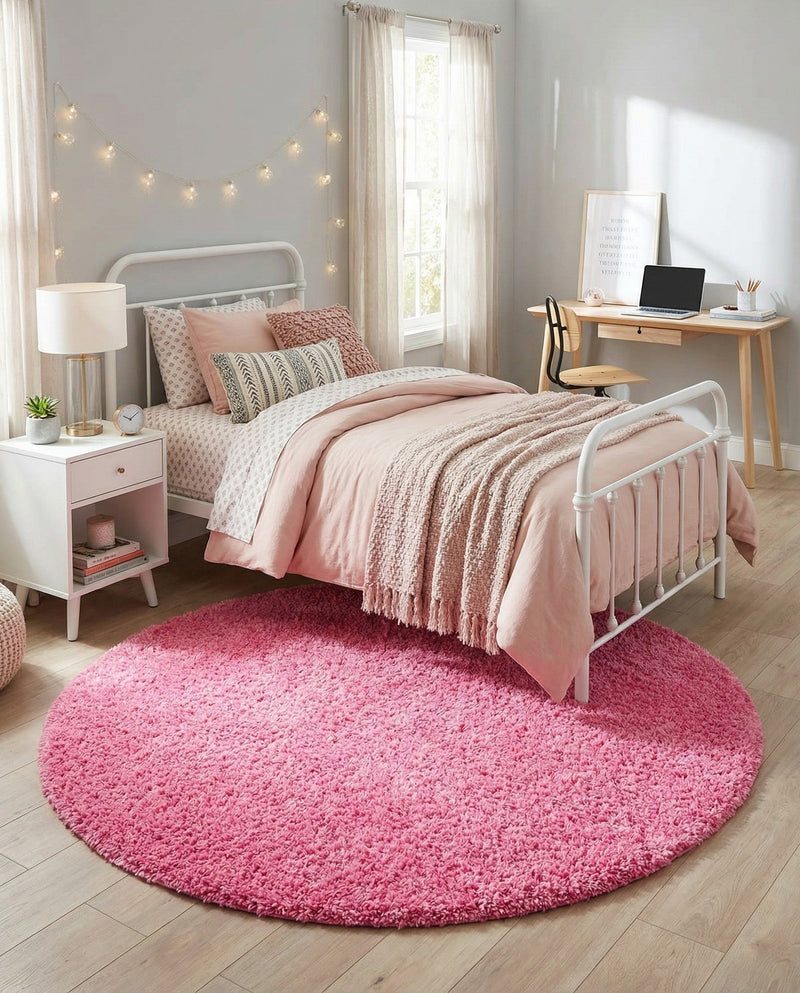 Plush Oasis Collection Area Rug - Serenity (Taffy Pink) Round Taffy Pink  lifestyle 38
