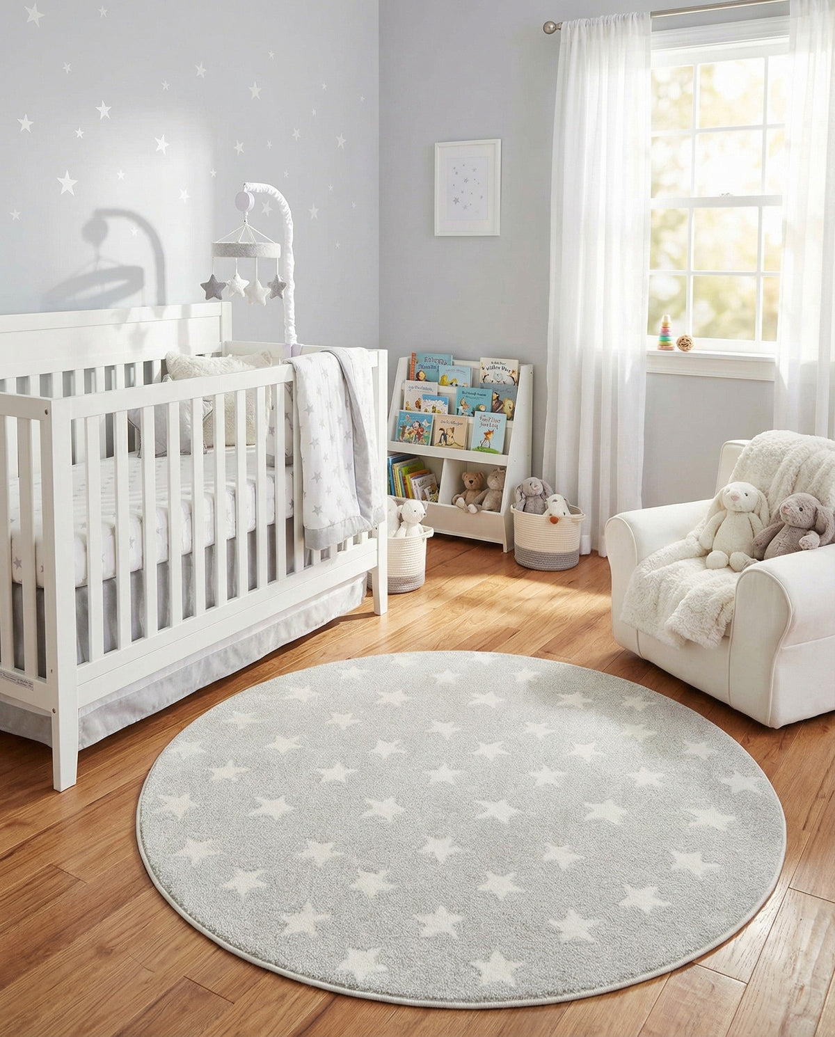 Wonder Tykes Collection Area Rug -  Mosaic Round Cloud Gray  lifestyle 171