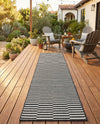Seaside Stripes Collection Area Rug - Cabana (Charcoal) Runner Charcoal  lifestyle 74