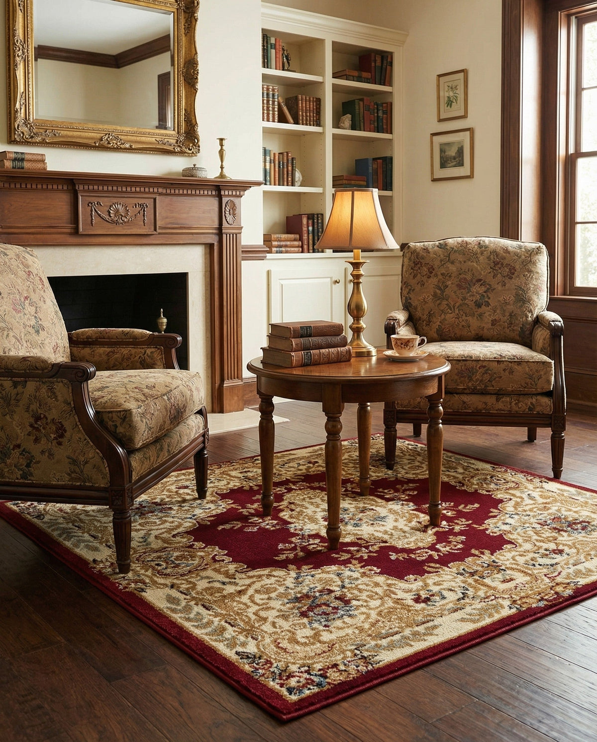 Versailles Elegance Collection Area Rug -  Vincennes Square Red  lifestyle 114