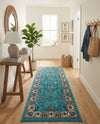 Casablanca Tapestry Collection Area Rug -  Marrakech (Arctic Aqua Blue) Runner Arctic Aqua Blue  lifestyle 34