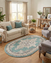 Beverly Grove Collection Area Rug -  Fairfax (Aqua) Oval Aqua  lifestyle 62