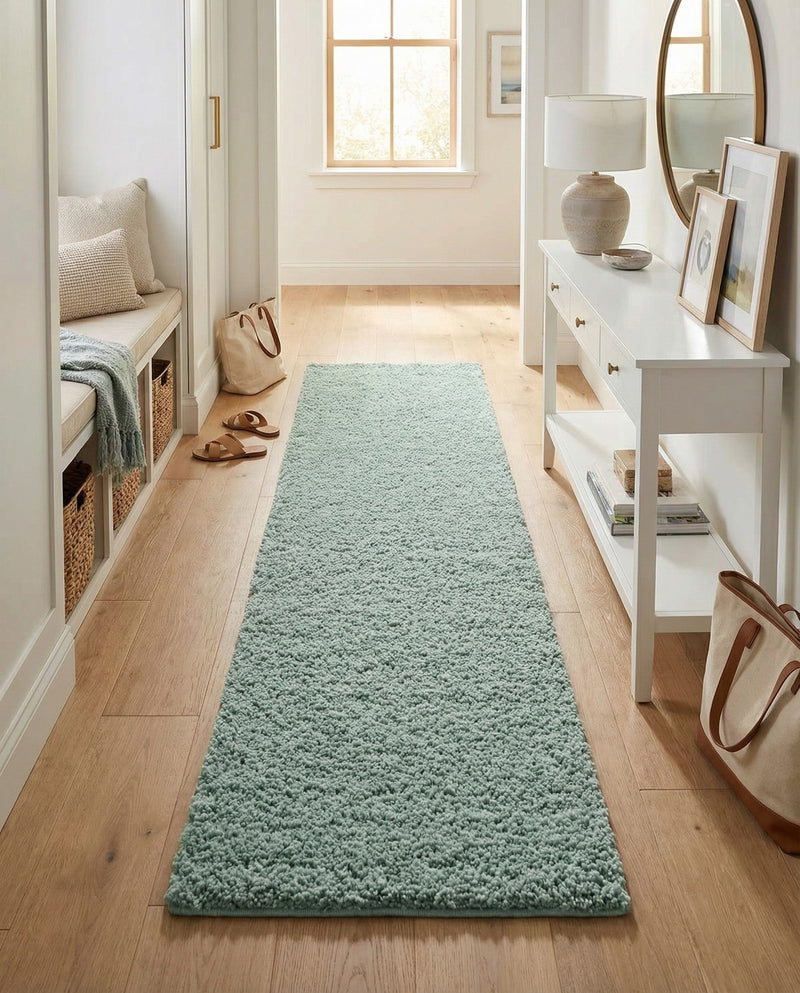 Cozy Comfort Shag Collection Area Rug - Haven (Sage Green) Runner Sage Green  lifestyle 30