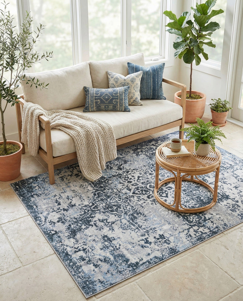 Aegean Elegance Washables Collection Area Rug -  Serifos Rectangle Navy Blue  lifestyle 19