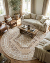 Patio Heritage Collection Area Rug -  Augusta (Natural) Round Natural  lifestyle 77