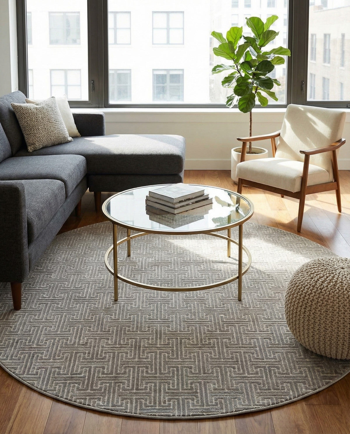 Metro Heights Collection Area Rug -  Hamilton Round Gray  lifestyle 94
