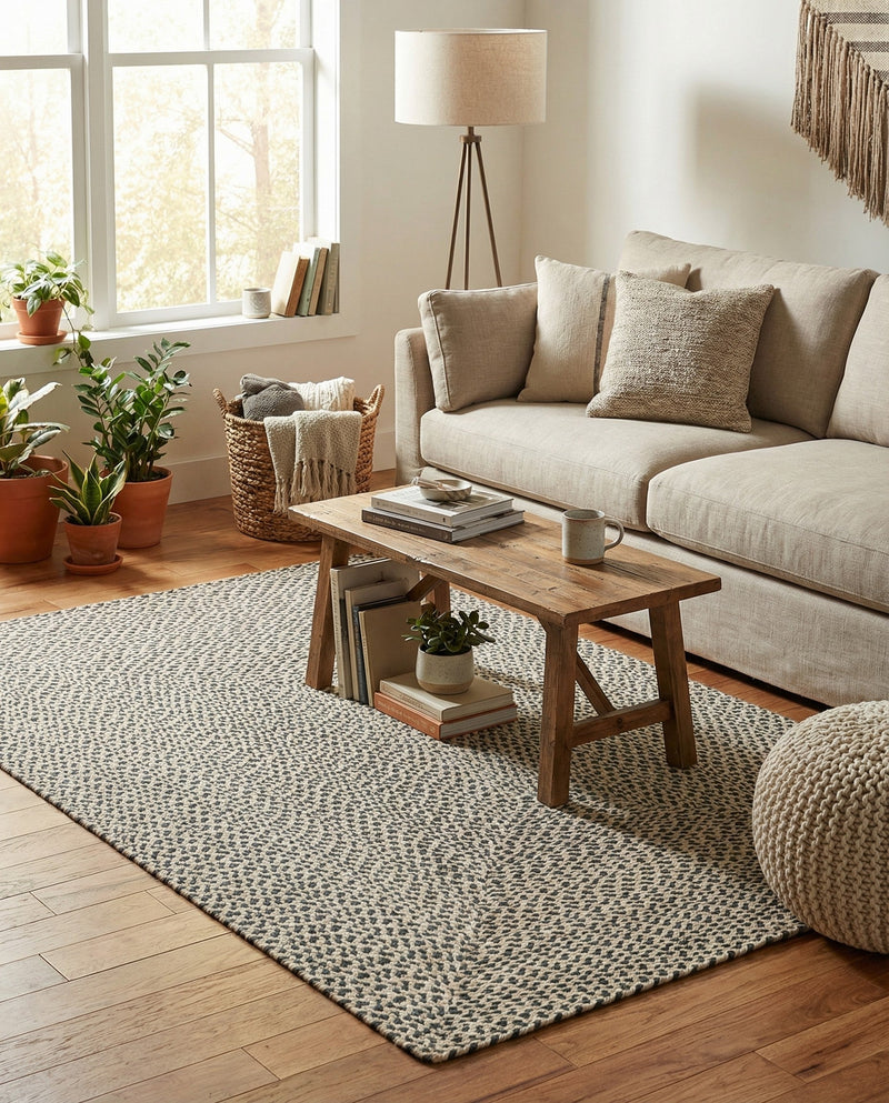 Highland Woven Jute Collection Area Rug - Glenmore (Gray) Rectangle Gray  lifestyle 8