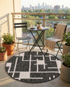 Urban Terrace Collection Area Rug -  Parkside Round Black and White  lifestyle 20