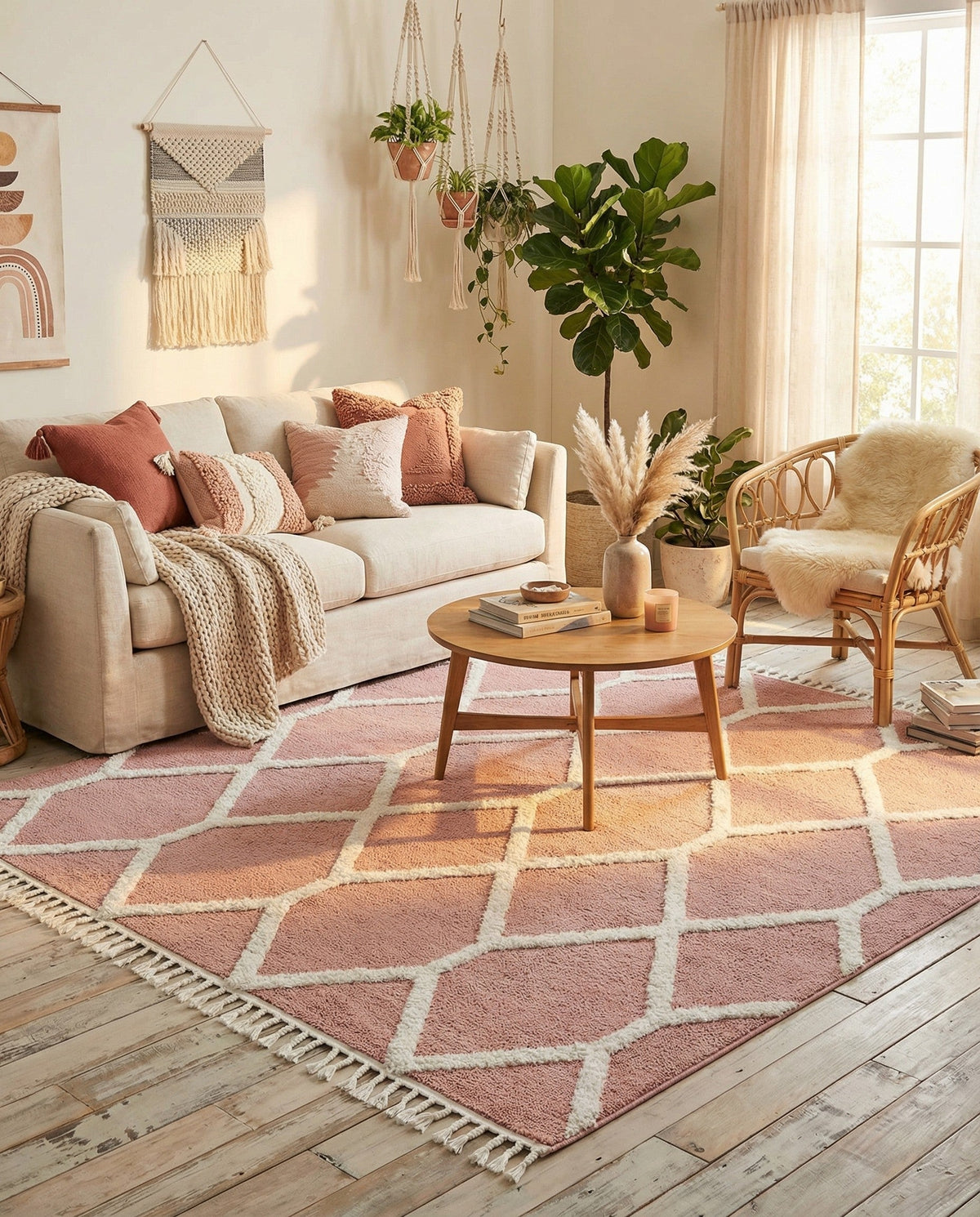 Sahara Chic Collection Area Rug -  Tuareg Square Pink  lifestyle 173