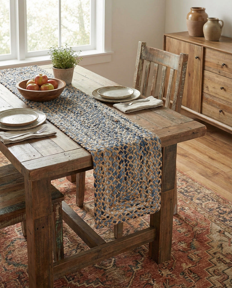Woven Udaipur Collection Area Rug - Sahara Table Runner Natural  lifestyle 41