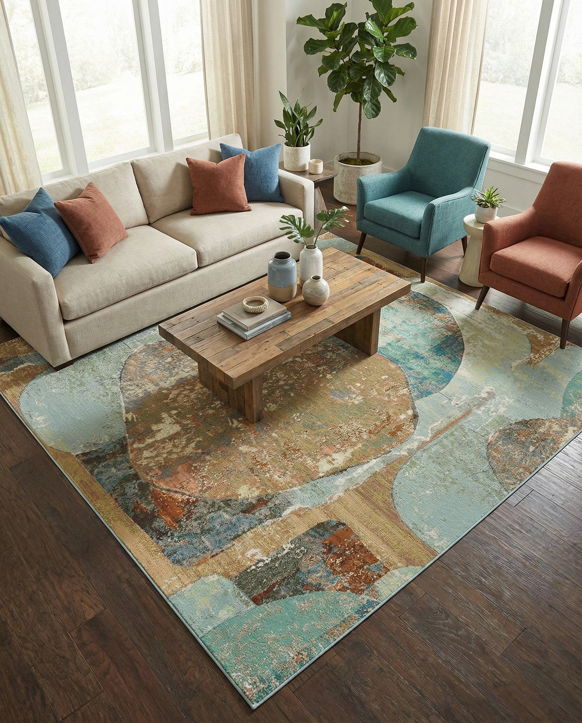 Urban Terrace Collection Area Rug -  Portico Square Multi  lifestyle 44