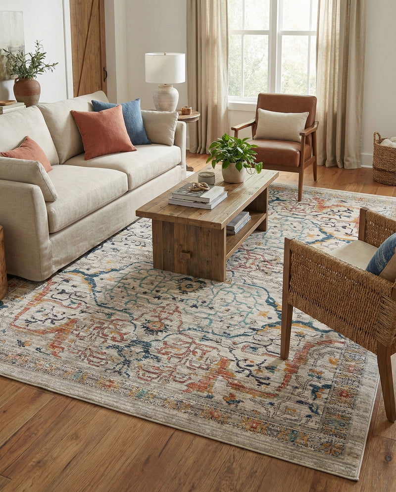 Seville Stripes Collection Area Rug -  Malaga (Ivory) Rectangle Ivory  lifestyle 5