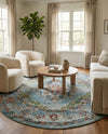 Savannah Soiree Collection Area Rug - Serengeti (Blue) Round Blue  lifestyle 49