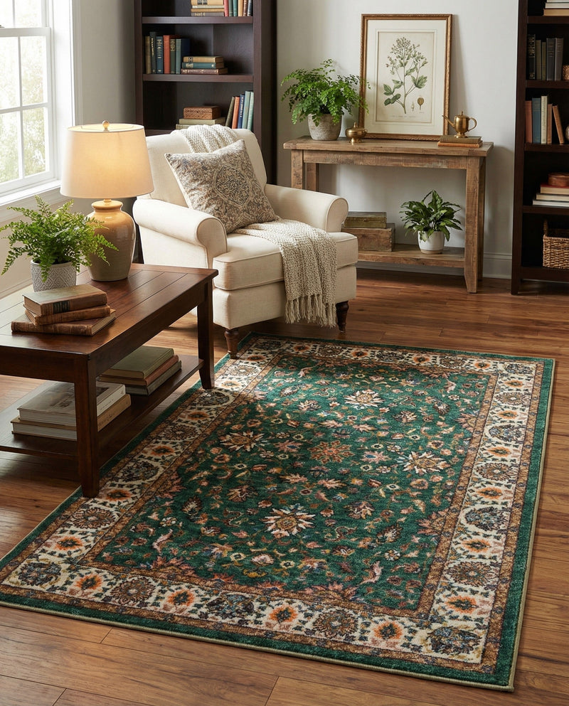 Casablanca Tapestry Collection Area Rug -  Marrakech (Emerald Green) Rectangle Emerald Green  lifestyle 12