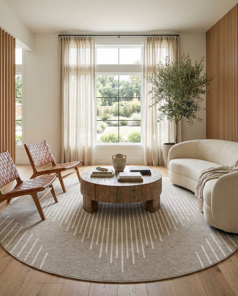 Urban Terrace Collection Area Rug -  Chelsea (Gray) Round Gray  lifestyle 40