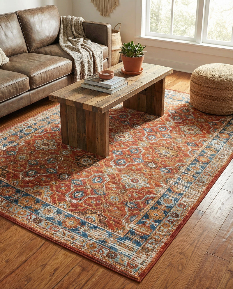 Patio Heritage Collection Area Rug -  Eden Rectangle Antique Red  lifestyle 17