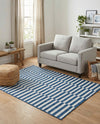 Seaside Stripes Collection Area Rug - Cabana (Blue) Rectangle Blue  lifestyle 24