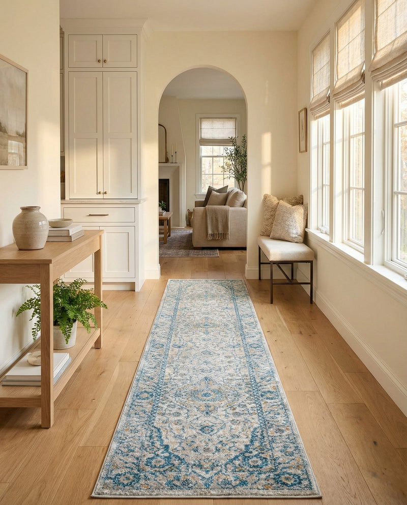 Seville Stripes Collection Area Rug - Cadiz (Light Gray) Runner Light Gray  lifestyle 35