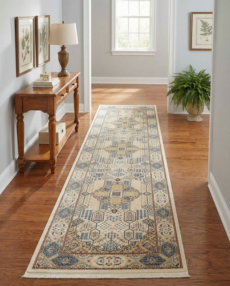 Persian Elegance Collection Area Rug -  Kashan Runner Ivory  lifestyle 43
